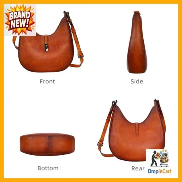 Leather Crossbody Hobo Bag Adjustable Straps Casual Work Everyday Purse